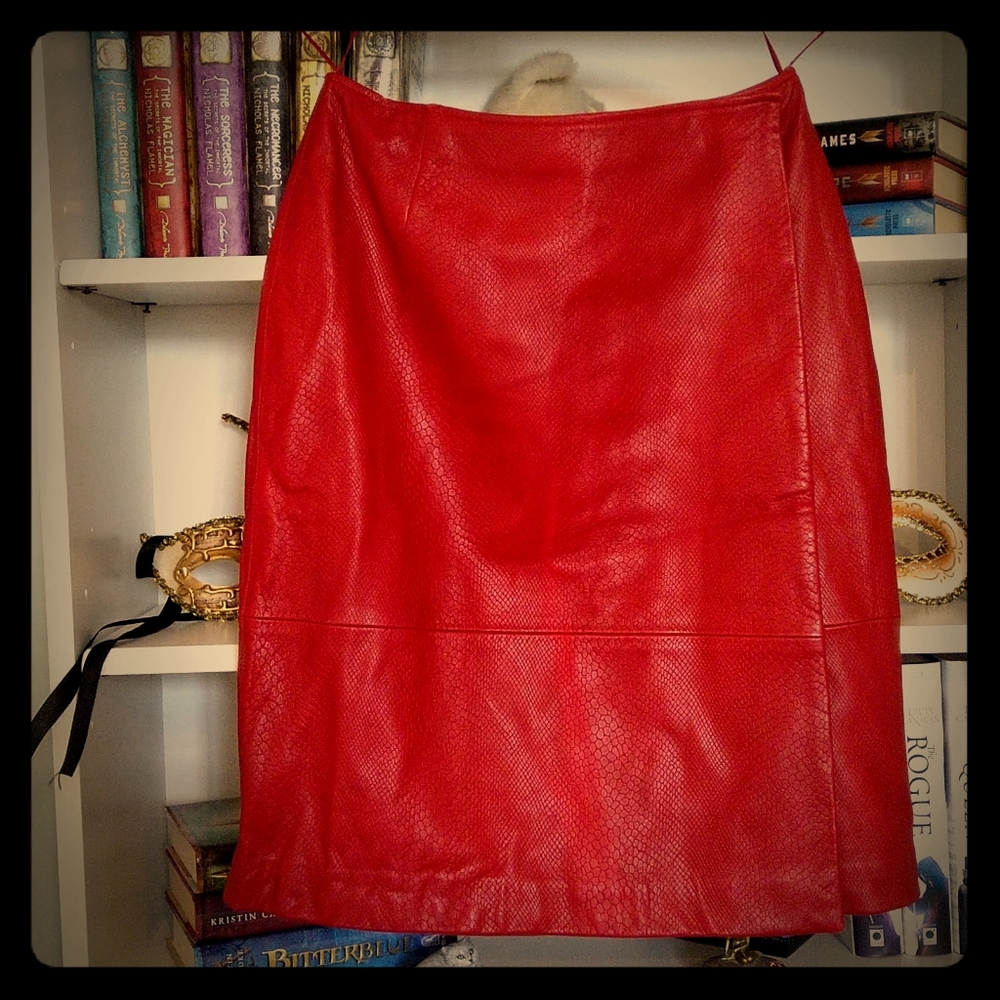 Liz Claiborne Collection Red Leather Skirt Wrap